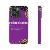 iPhone 13 Pro Max Purple Tough Protective Phone Case with Roller Skater definition design style