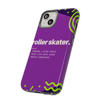 iPhone 13 Model Purple Tough Protective Phone Case with Roller Skater definition design style