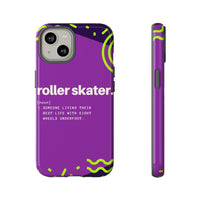 iPhone 15 Purple Tough Protective Phone Case with Roller Skater definition design style