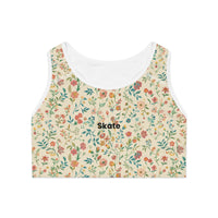 Front view of Blossom flower design sports bra