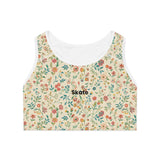 Front view of Blossom flower design sports bra