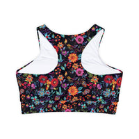 Petal Power Floral Sports Bra | NOIR |