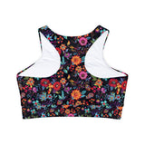 Petal Power Floral Sports Bra | NOIR |