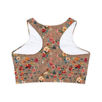 Petal Power Floral Sports Bra |CARAMEL|