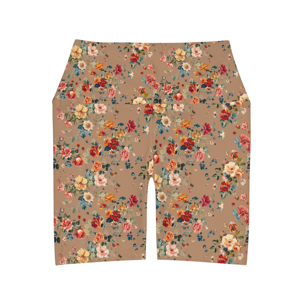 Petal Power Floral Biker Shorts |CARAMEL|