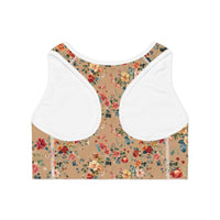 Back view of Petal Flower Sports Bra in Caramel