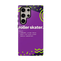 Samsung Galaxy S24 Ultra Plus Purple Tough Protective Phone Case with Roller Skater definition design style