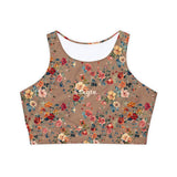 Petal Power Floral Sports Bra |CARAMEL|