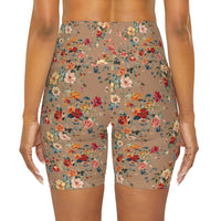 Petal Power Floral Biker Shorts |CARAMEL|