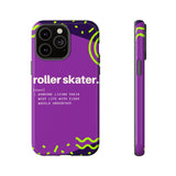 iPhone 14 Pro Purple Tough Protective Phone Case with Roller Skater definition design style