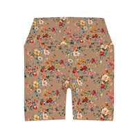 Petal Power Floral Biker Shorts |CARAMEL|