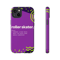 iPhone 15 Plus Purple Tough Protective Phone Case with Roller Skater definition design style