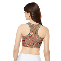 Petal Power Floral Sports Bra |CARAMEL|