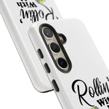 Samsung Galaxy S24 Plus Tough Protective Phone Case with Rollin' With My Homies text with cool Roller Skate Design.