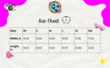 Go Go Disco Crop Tee Size Chart