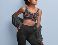 Petal Power Floral Sports Bra | NOIR |