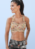 Petal Power Floral Sports Bra |CARAMEL|