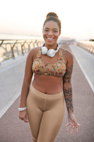 Petal Power Floral Sports Bra |CARAMEL|