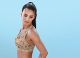 Petal Power Floral Sports Bra |CARAMEL|